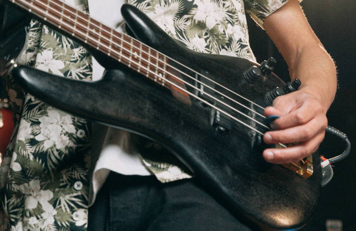 bass being played with a pick