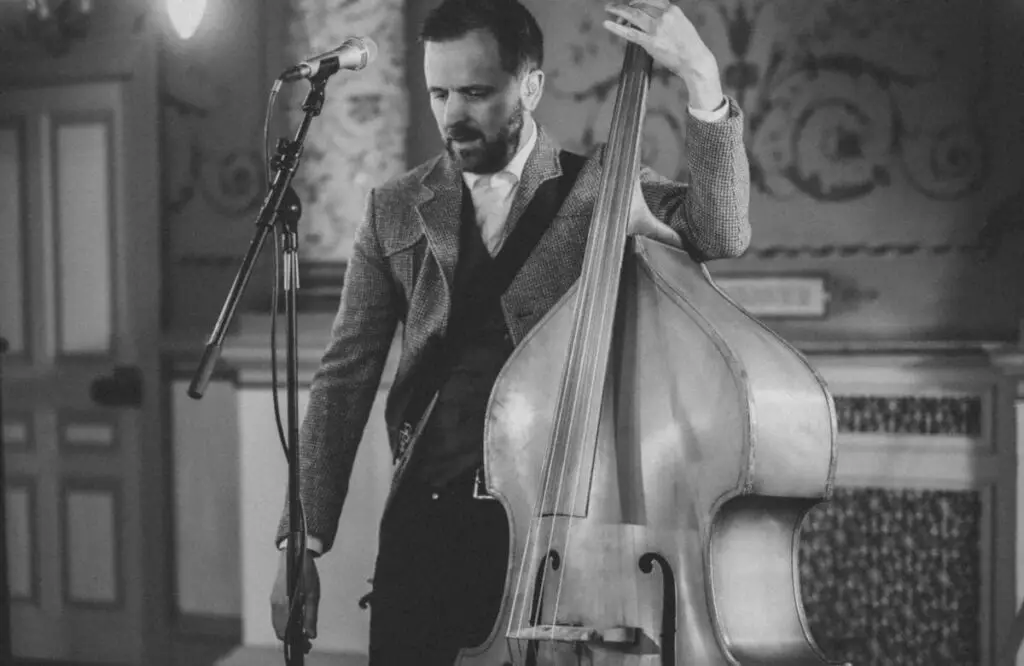 bassist holding double bass