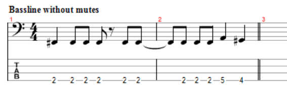 example bassline without using mutes