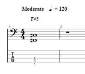 F# power chord tab for bass guitar