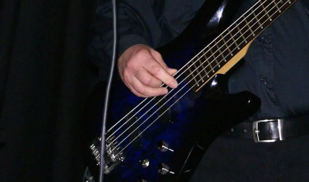 bassists playing a tuned down 5-string bass
