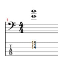 high e power chord played tab for bass