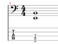 low e powerchord notation for 4-string bass