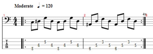 melodic arpeggios for bass guitar notation