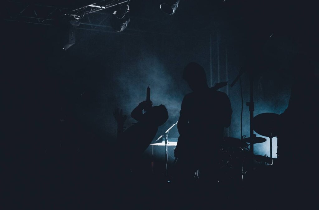 death metal band playing live on stage