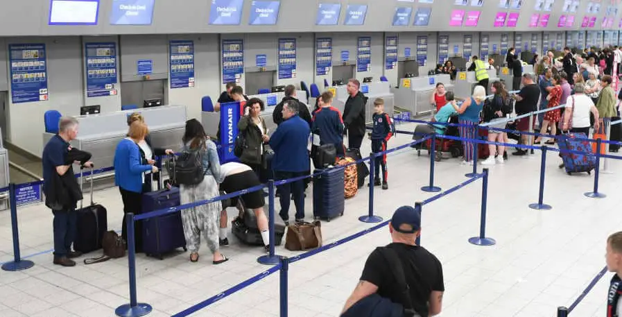 baggage check-in at airport prior to flying by plane