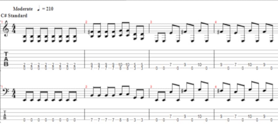 bass and guitar tab in C# standard (1)