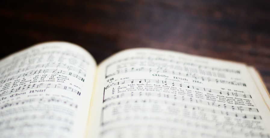 book with sheet music notation
