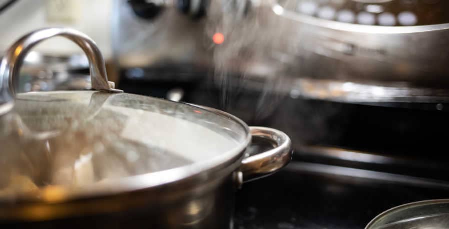 bass strings boiled in pot