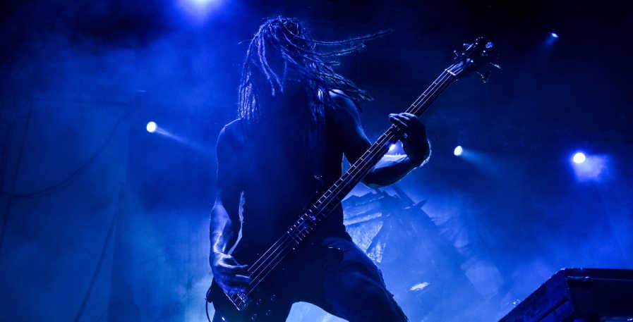 metal bassist playing in drop c live