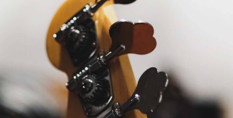 backside of headstock on 4-string bass guitar