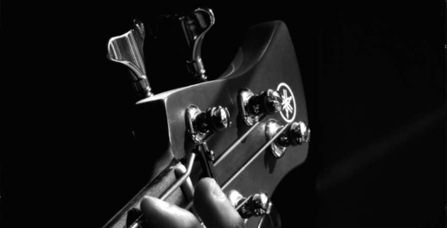 headstock of bass guitar in drop a