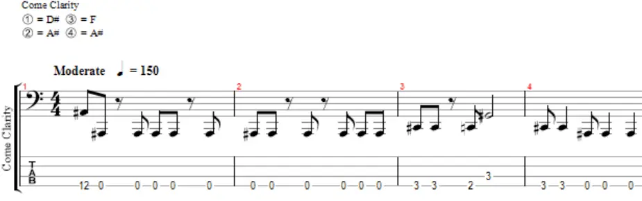 in flames bass tab for intro of come clarity