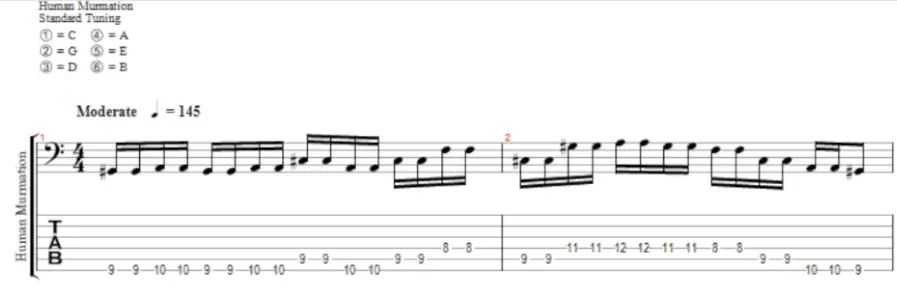 Human murmation bass tab for verse