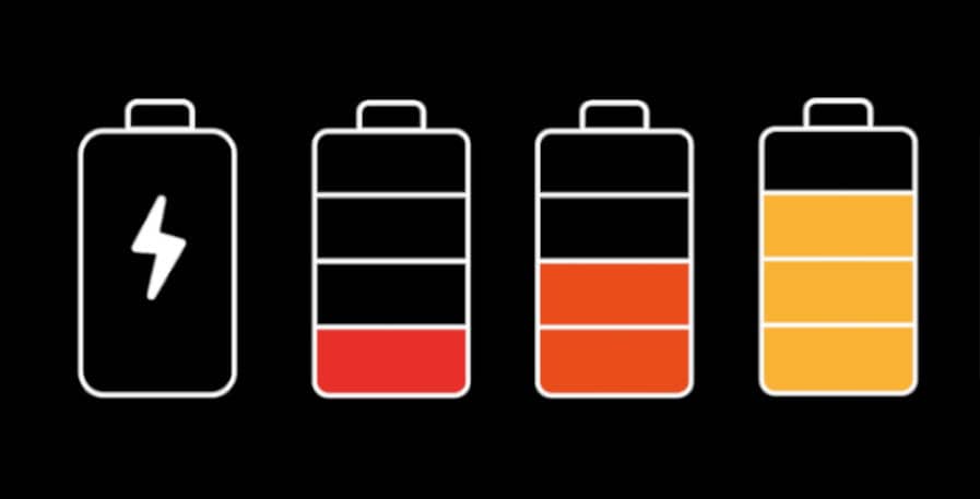 battery charge indicator at various stages