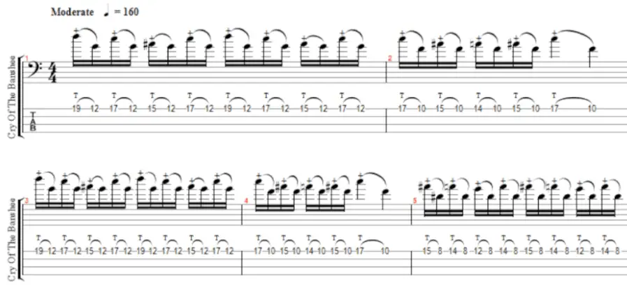 difficult bass tab for cry of the banshee by brocas helm