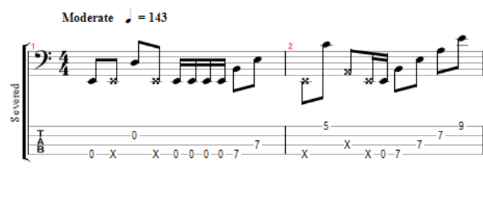 severed bass notes for mudvayne song