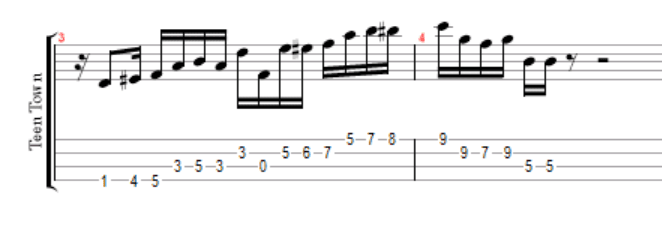 teen town jaco pastorius bassline part two of notation