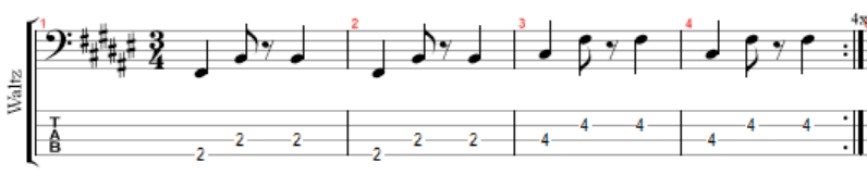 simple waltz groove bass practice