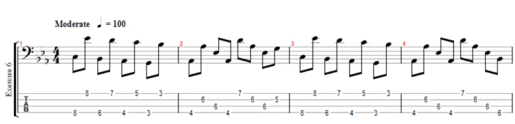 very hard finger exercise for bass guitar thumb placement