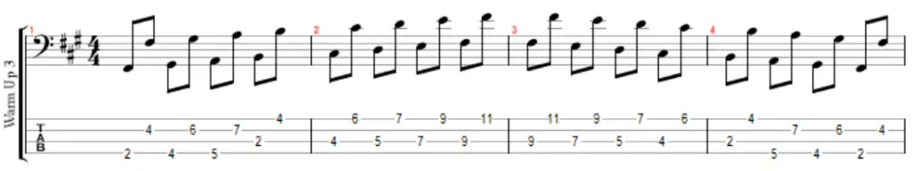 Bass warm-up exercise 3 playing octaves