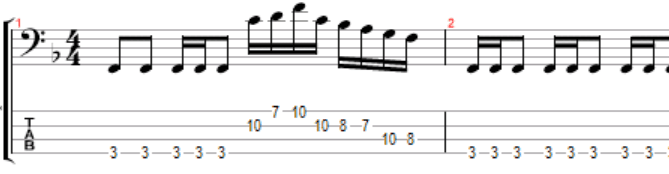 bass tab leading up to first verse of paid in full
