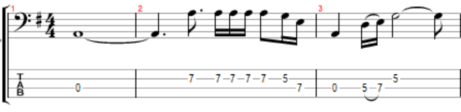 bassline notation for alive by pearl jam