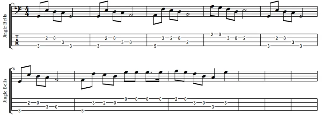 second part of jingle bells bass guitar tab and sheet music