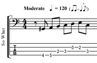 So What intro bass lick tab