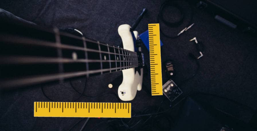 bass guitar dimensions meassured by rulers