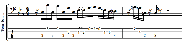 teen town jaco pastorius bass lick tab and notation