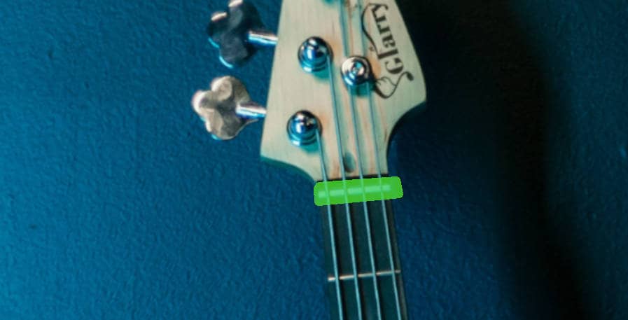 nut on bass highlighted