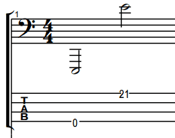 untransposed bass guitar range on bass staff