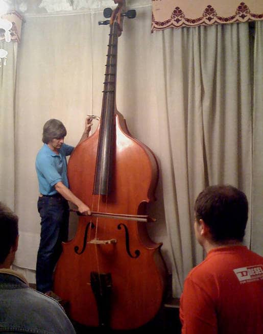 Man playing the octobass