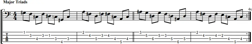 bass exercise using major triads