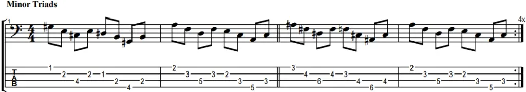 bass exercise using minor triads