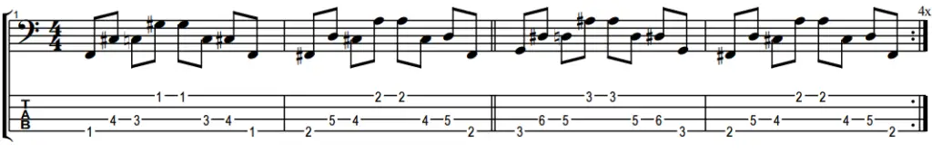 exercise for bassist tab for playing minor and major sixths