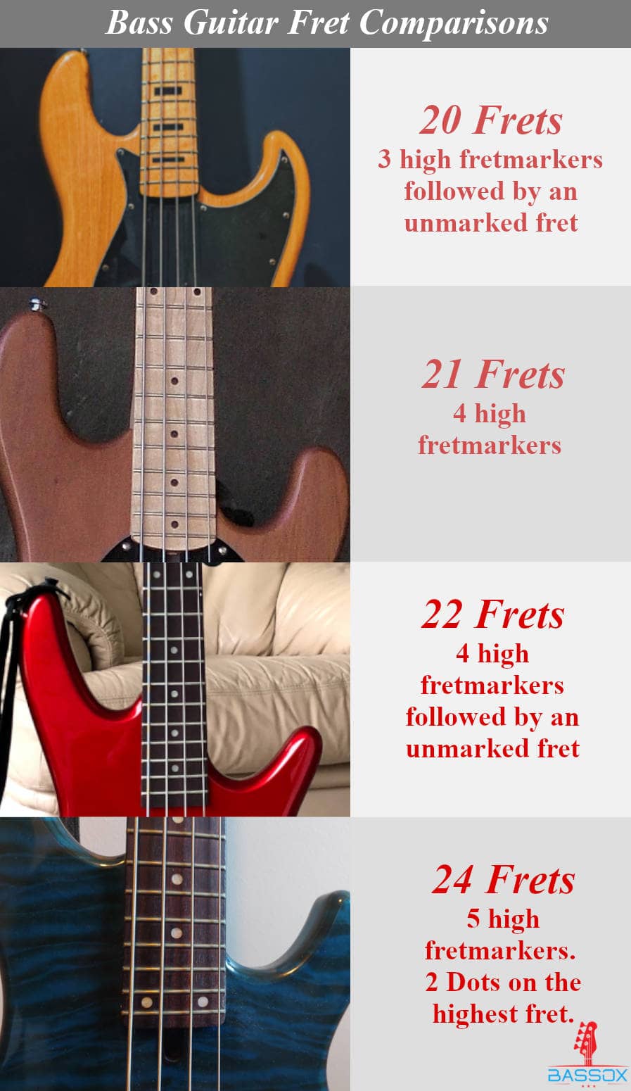 How Many Frets Does A Bass Guitar Have? (Illustrated) BassOx