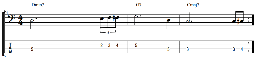 jazz bass lick with chromatic notes