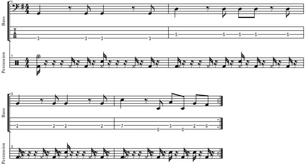 drums and bass working together tab and notation