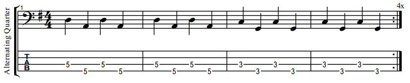 alternating quarter notes walking bass line