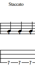 staccato notesin bass standard notation