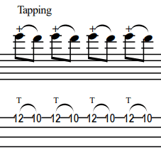 tapping symbol for bass standard notation
