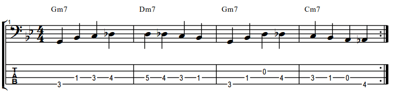 Walking bass exercise 1 for chromatic patterns