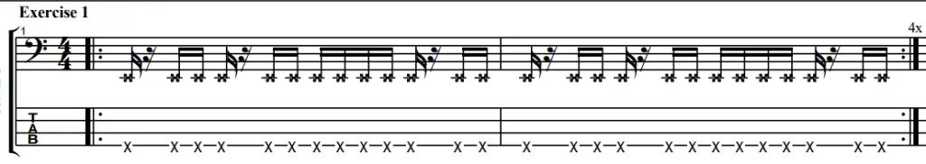 Chucking exercise for bass with just muted notes