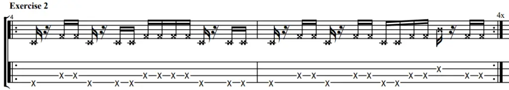 tabs and notation for muted bass line exercise